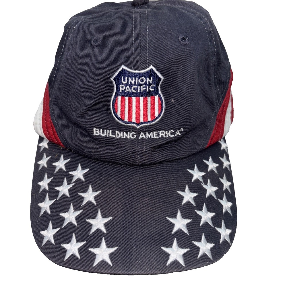 Union Pacific Building America Hat Stars & Stripes USA Flag Adjustable Cap‎